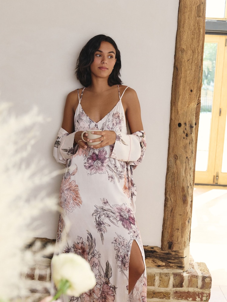 Pink Floral Lightweight Floral Print Slip - Image 2 of 11