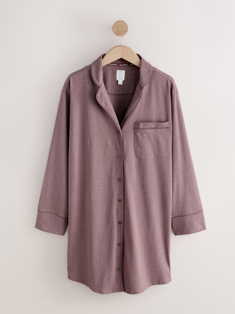 Mocha Brown Jersey Night Shirt - Image 1 of 3