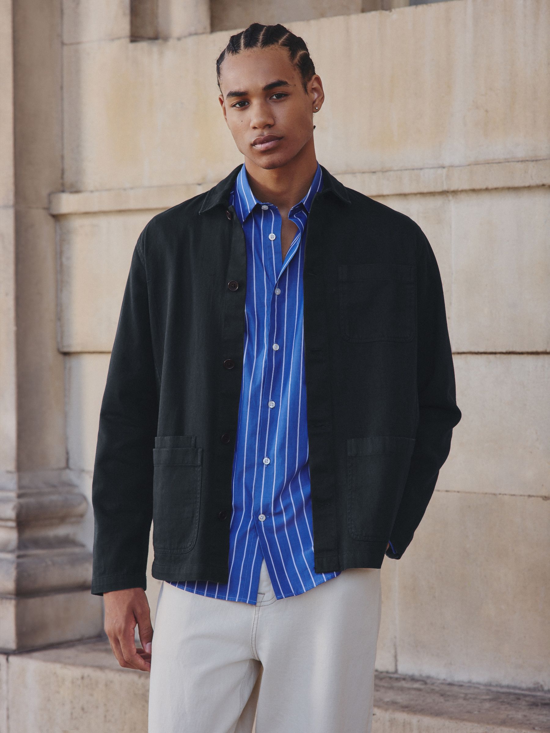 Buy Navy Blue Chore Twill Shacket Overshirt from Next Sweden