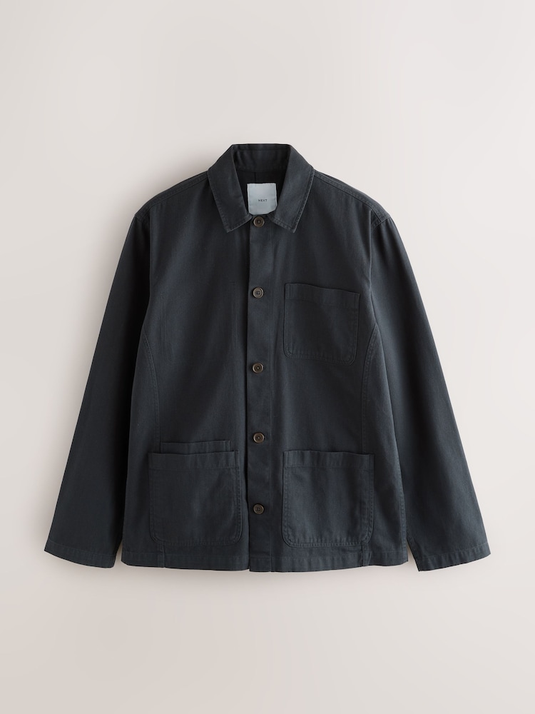 Navy Blue Chore Twill Shacket Overshirt - Image 1 of 3