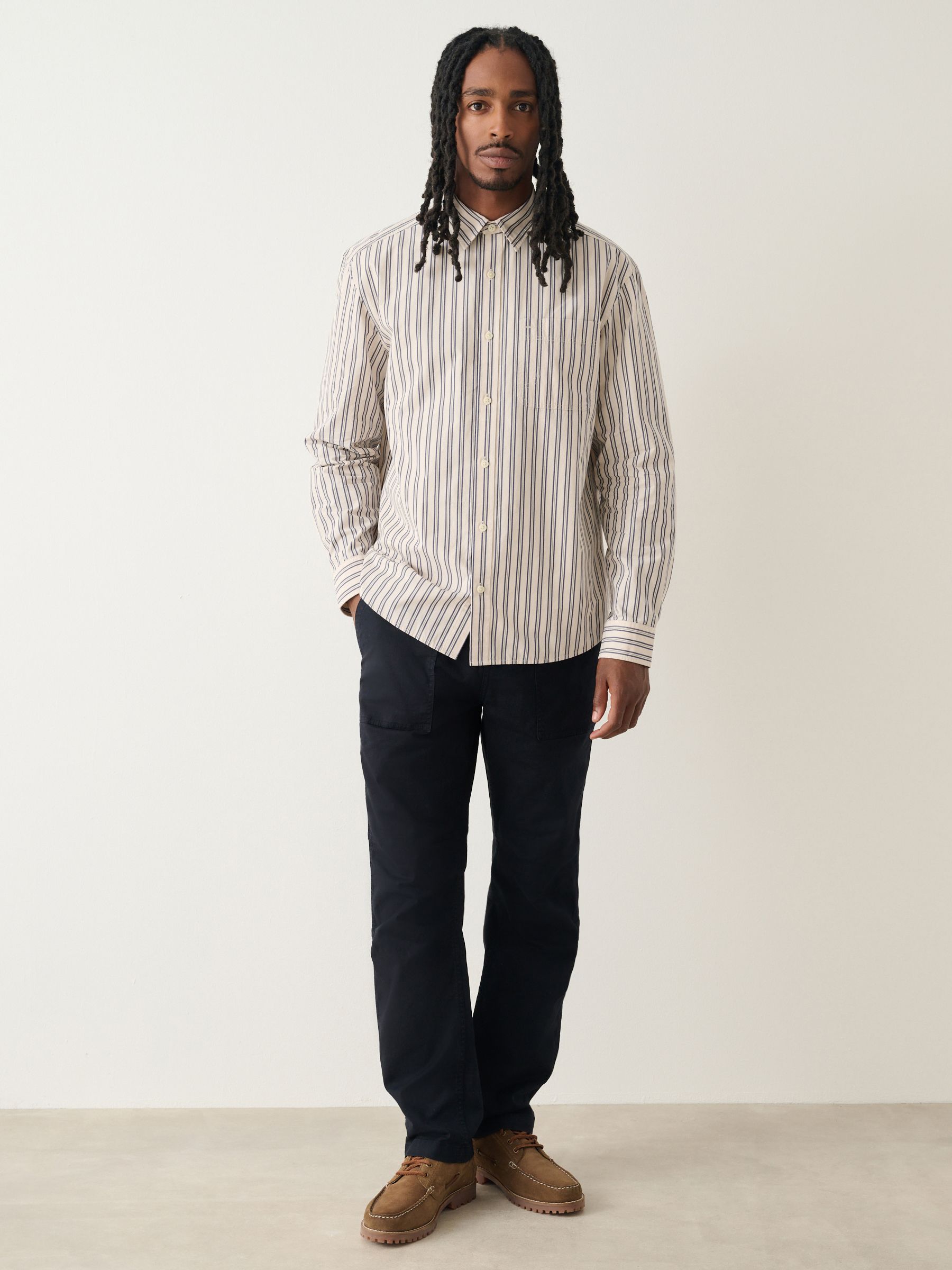 Buy Ecru Cream Poplin Stripe Long Sleeve Shirt from Next USA