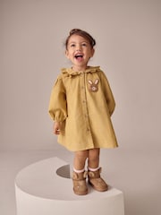 Ochre Yellow Bunny Cord Long Sleeve Dress (3mths-8yrs) - Image 1 of 4
