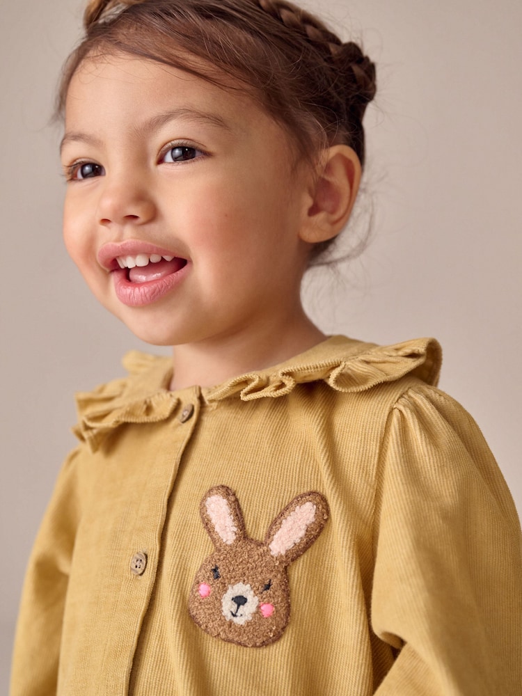 Ochre Yellow Bunny Cord Long Sleeve Dress (3mths-8yrs) - Image 4 of 4