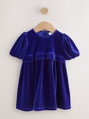 Blue Velvet Frill Party Dress (3mths-8yrs) - Image 1 of 4