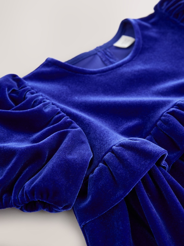 Blue Velvet Frill Party Dress (3mths-8yrs) - Image 4 of 4
