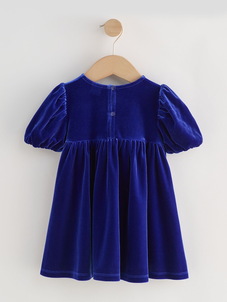 Buy Blue Velvet Frill Party Dress (3mths-8yrs) from Next USA