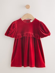 Red Velvet Frill Party Dress (3mths-8yrs) - Image 1 of 6