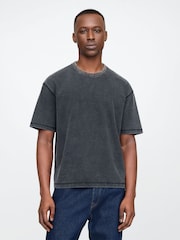 Grau - Gap – Gewaschenes UltraSoft schweres, kastenförmiges T-Shirt - Bild 1 von 5
