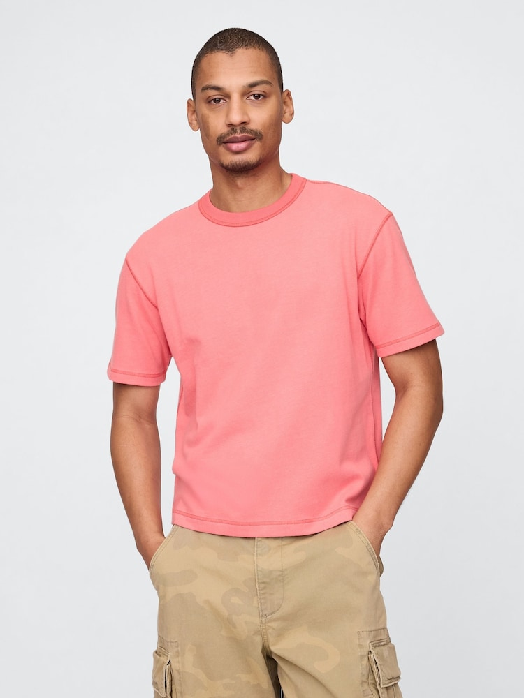 Pink - Gap – Gewaschenes UltraSoft schweres, kastenförmiges T-Shirt - Bild 1 von 4