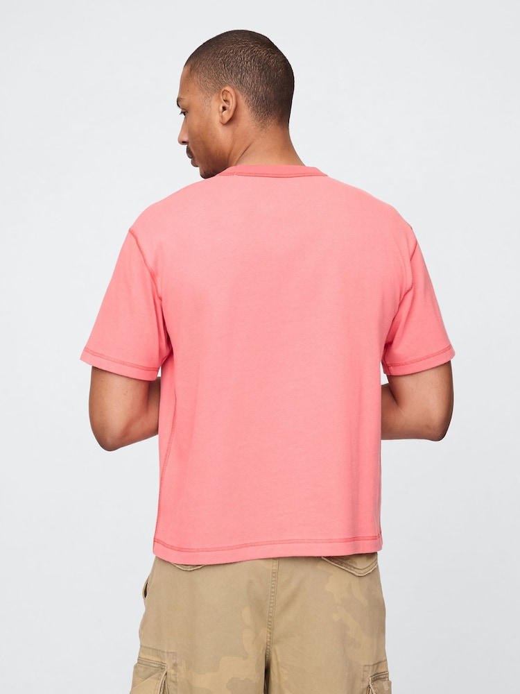 Pink - Gap – Gewaschenes UltraSoft schweres, kastenförmiges T-Shirt - Bild 2 von 4