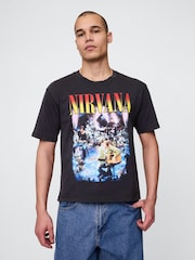 Gap Black Nirvana Heavyweight Cropped Graphic T-Shirt - Image 1 of 5