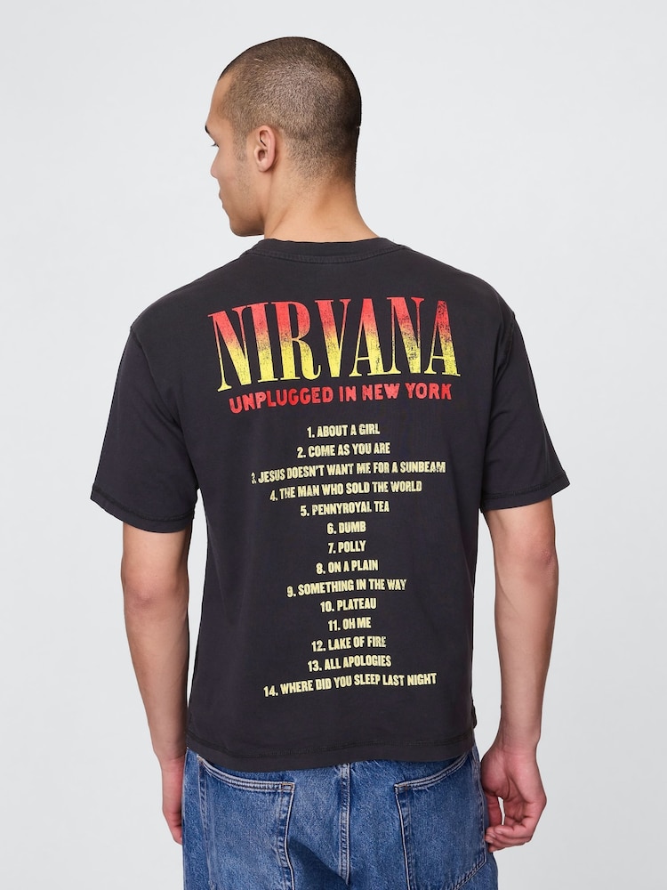 Gap Black Nirvana Short Sleeve Graphic Band T-Shirt - Image 2 of 5 Gap Black Nirvana Short Sleeve Graphic Band T-Shirt - Image 2 of 5
