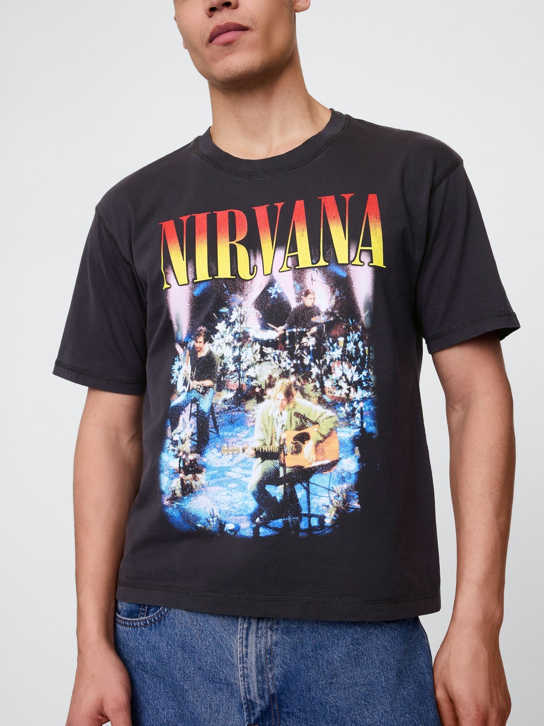 Buy Gap Black Nirvana Short Sleeve Graphic Band T-Shirt from Next