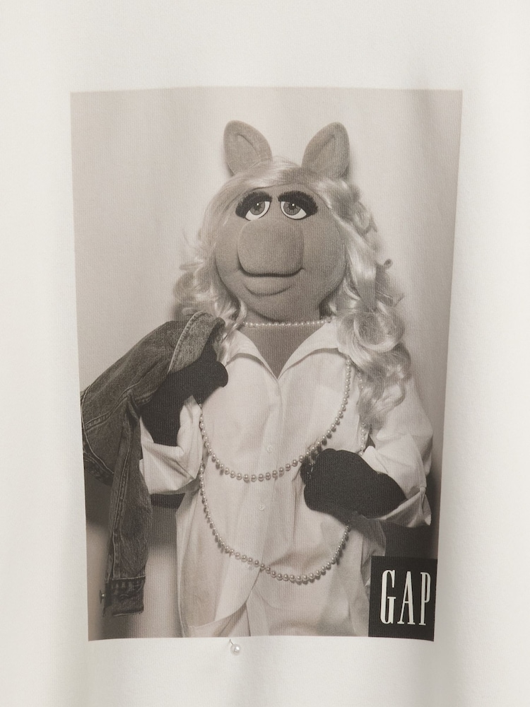 Gap White Miss Piggy The Muppets Oversized Crew Neck Sweatshirt - Image 4 of 4