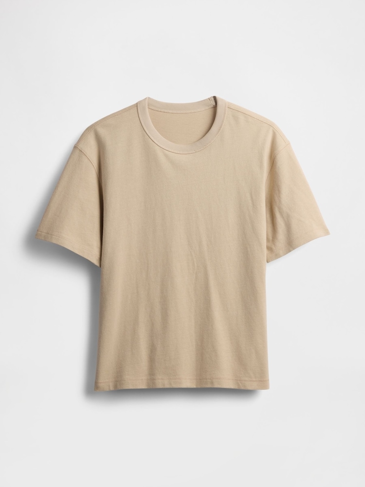 Beige - Gap – Gewaschenes UltraSoft schweres, kastenförmiges T-Shirt - Bild 4 von 4