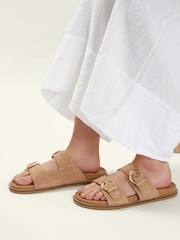 Accessorize Natural Leather Stud Buckle Sandals - Image 1 of 3