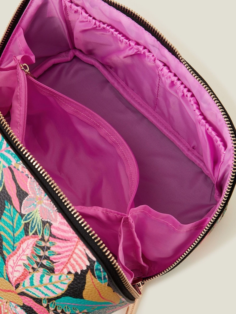 Accessorize Black Tropical Print Wash Bag - Image 2 of 2