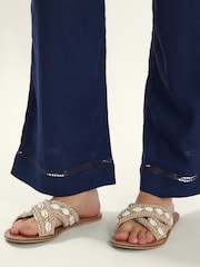 Accessorize Gold Shell Cross-Strap Footbed Sandals - Image 1 of 3