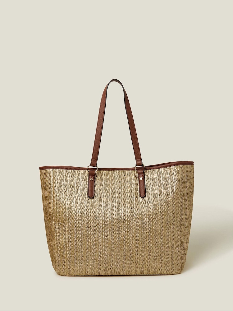 Accessorize velika nakupovalna torba V kovinskih barvah Raffia - Slika 1 iz 2