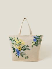 Accessorize Natural Floral Embroidered Beach Bag - Image 1 of 2