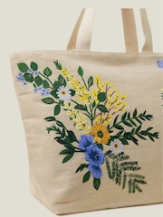 Accessorize Natural Floral Embroidered Beach Bag - Image 2 of 2