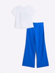 River Island Blue Girls Track Smiley Heart T-Shirt Set - Image 3 of 5