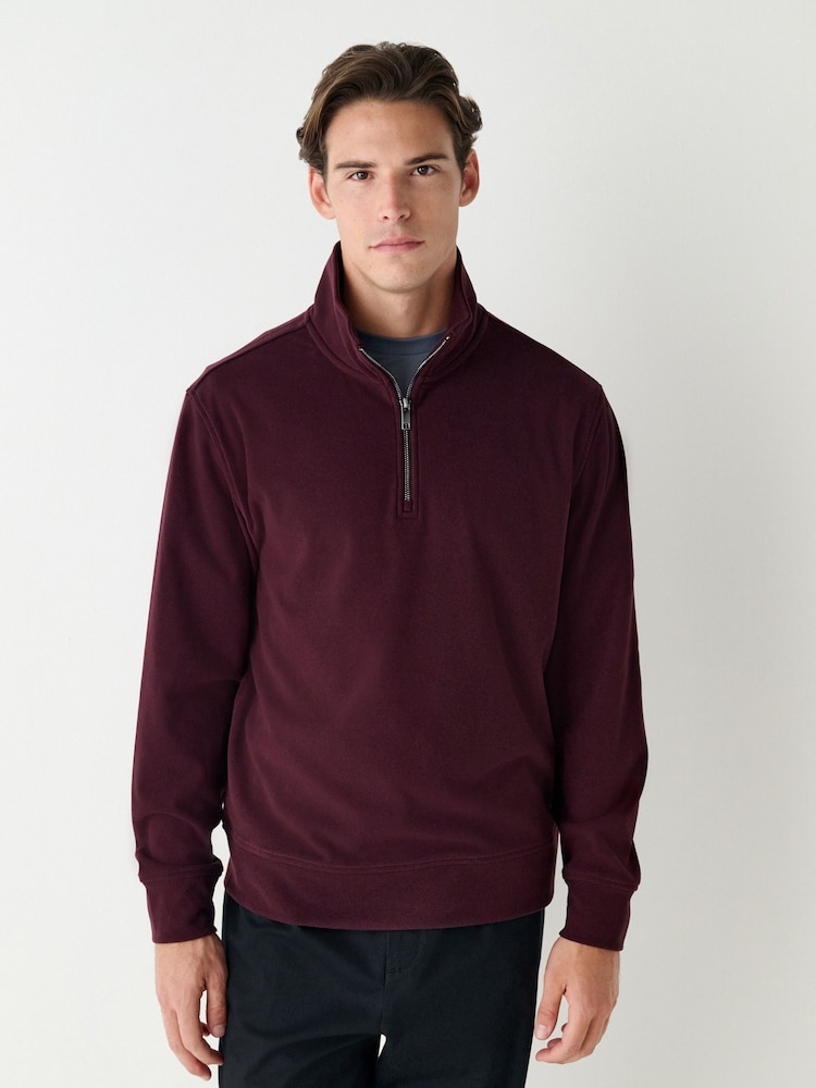 Burgandy Red Soft Touch Quarter Zip Neck Fleece - Image 1 of 7