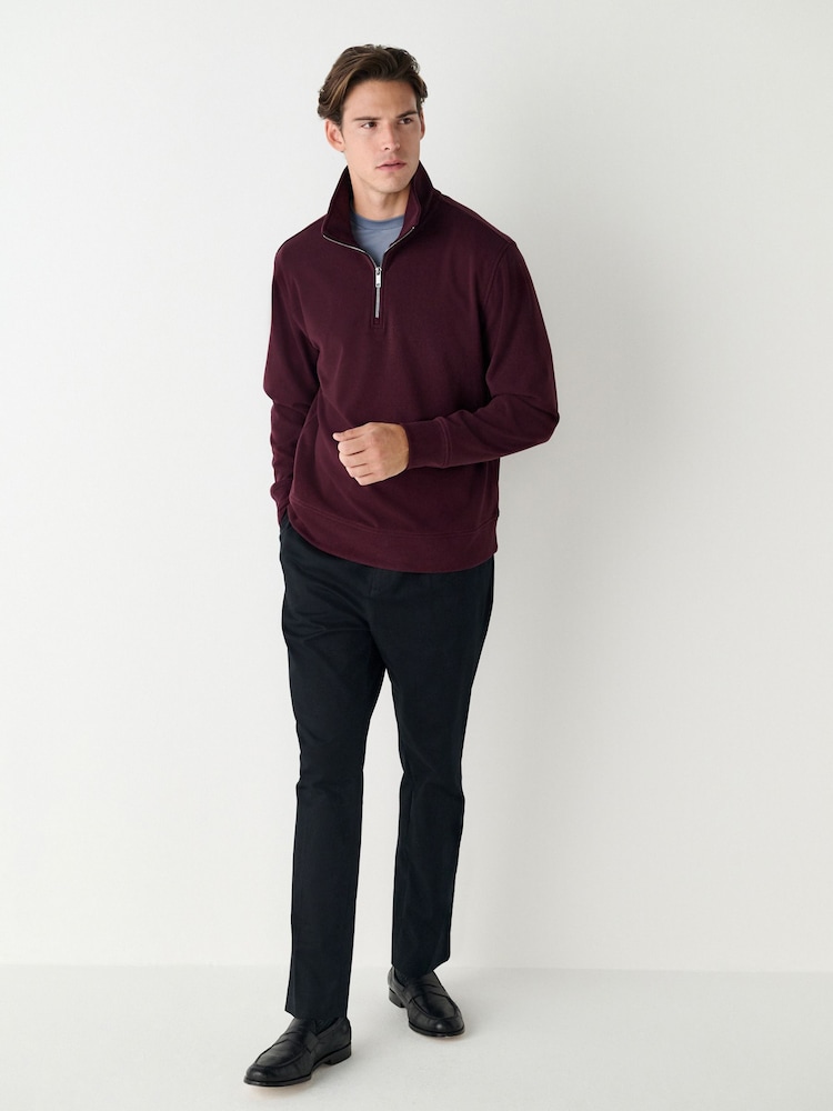 Burgandy Red Soft Touch Quarter Zip Neck Fleece - Image 2 of 7