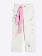 River Island White Girls 100% Cotton Tarot Straight Jeans - Image 1 of 4