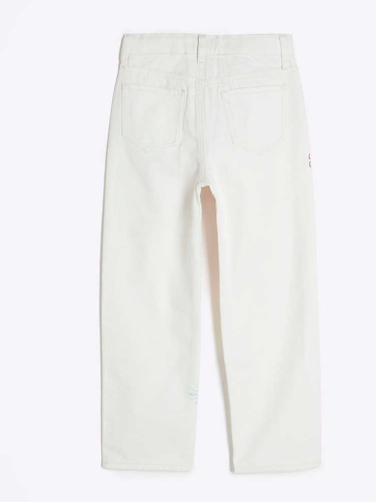 River Island White Girls 100% Cotton Tarot Straight Jeans - Image 2 of 4