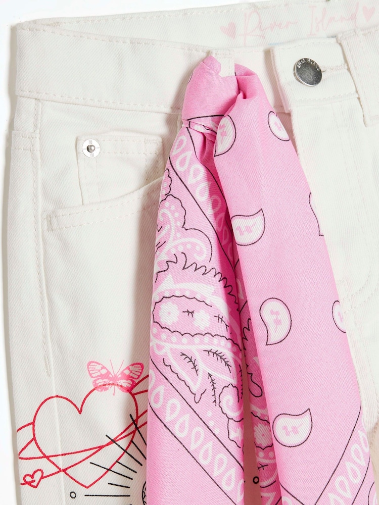River Island White Girls 100% Cotton Tarot Straight Jeans - Image 3 of 4