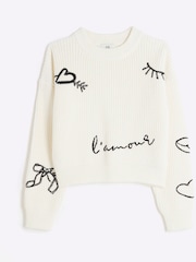 River Island Cream Girls Graffiti Jumper - Image 1 of 4