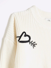 River Island Cream Girls Graffiti Jumper - Image 3 of 4