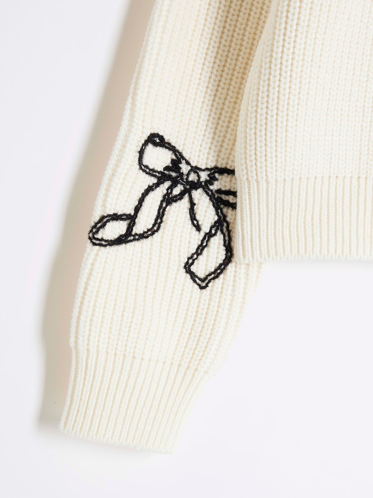 River Island Cream Girls Graffiti Jumper - Image 4 of 4