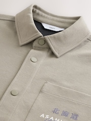 Khaki Green Embroidered Graphic Print Shacket - Image 7 of 8
