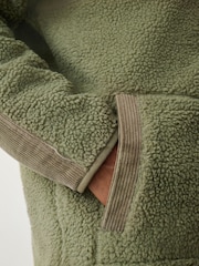 Khaki Green Cord Block Zip Through Funnel Fleece - Image 6 of 6