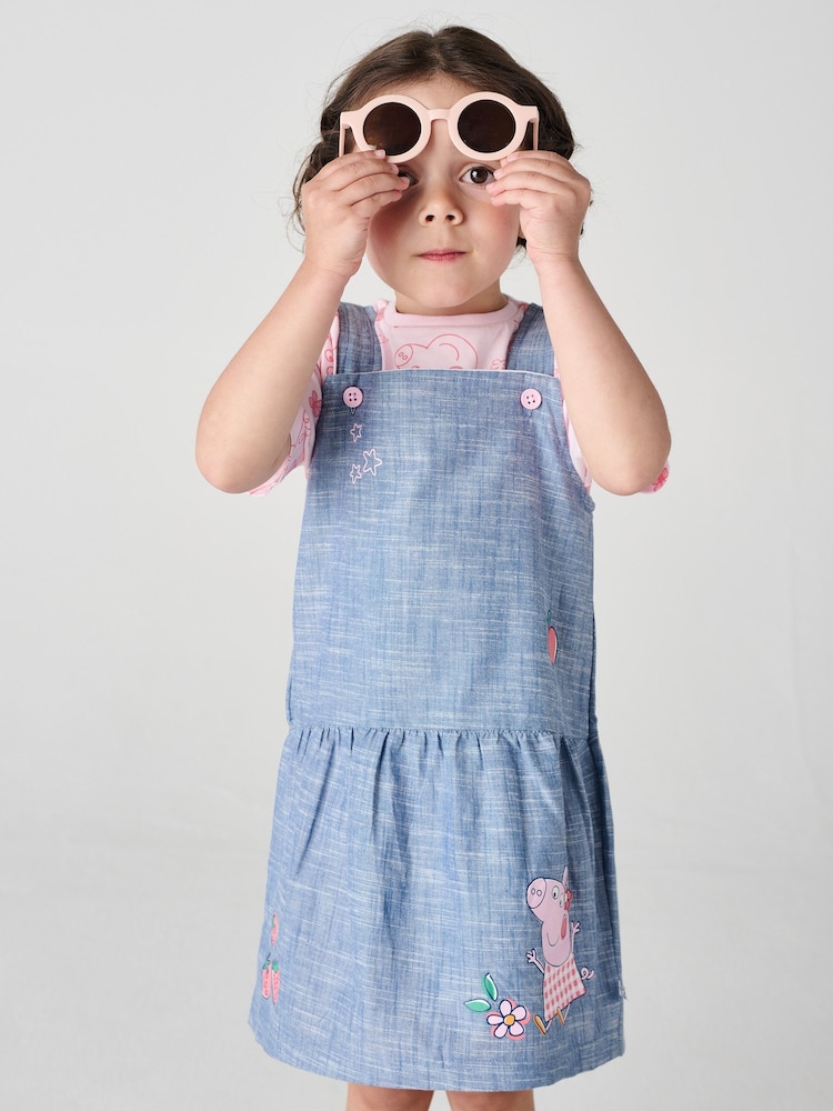 Brand Threads Pink Peppa Pig Pinafore 100% Cotton Dress - Image 2 of 6 Brand Threads Pink Peppa Pig Pinafore 100% Cotton Dress - Image 2 of 6