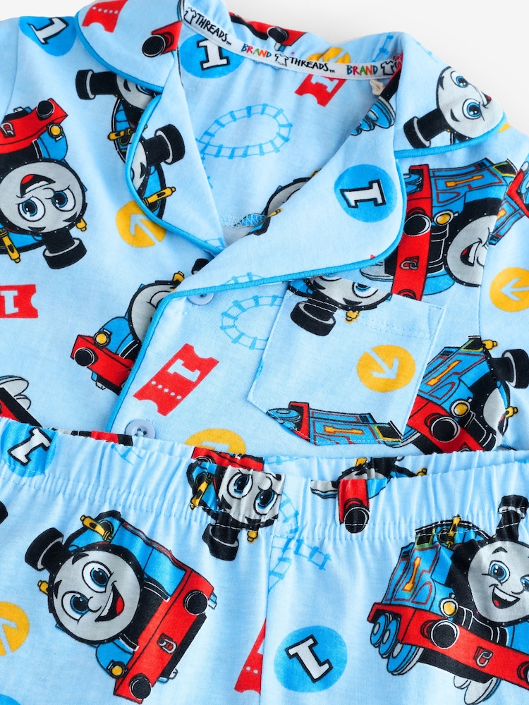 Brand Threads, סט פיג'מה קצרה עם הדפס של Thomas The Tank Engine, %100 כותנה - Image 3 of 4