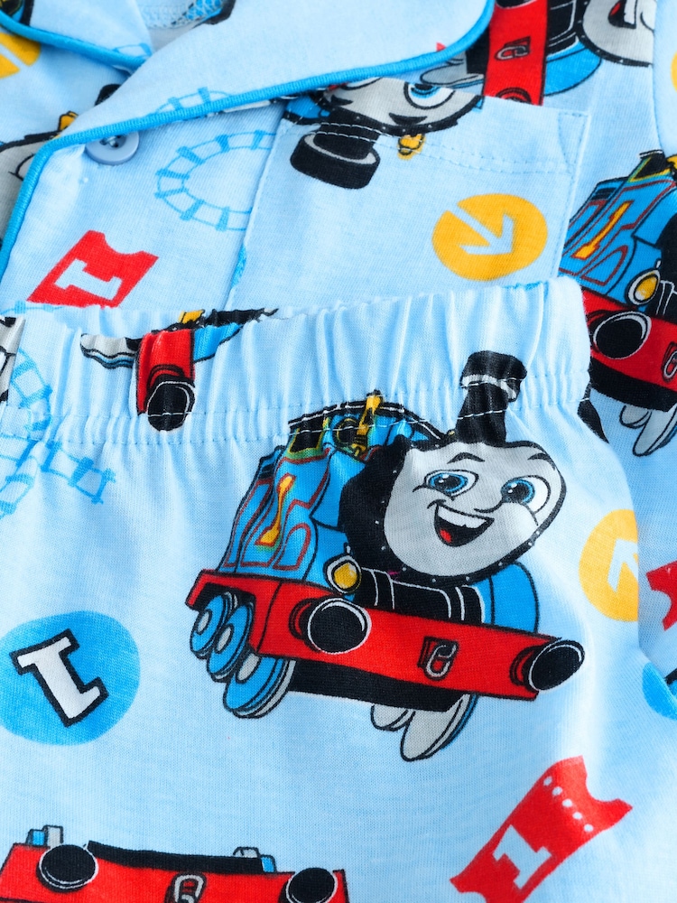 Brand Threads Blue Thomas The Tank Engine Short 100% Cotton Pyjamas Set - Image 4 of 4