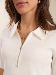 Baukjen Ivy Rib Zip Collar White Top - Image 3 of 4