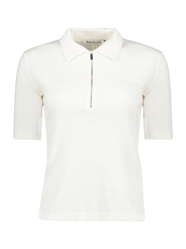 Baukjen Ivy Rib Zip Collar White Top - Image 4 of 4 Baukjen Ivy Rib Zip Collar White Top - Image 4 of 4