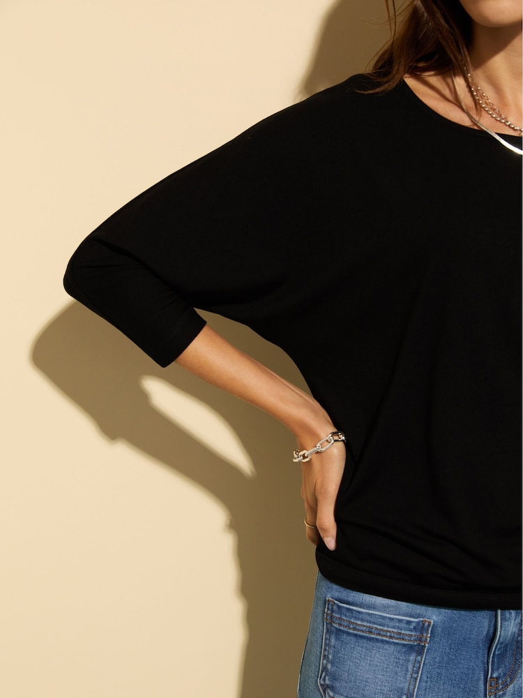 Baukjen Spenser Relaxed Boat Neck Black Top - Image 2 of 4