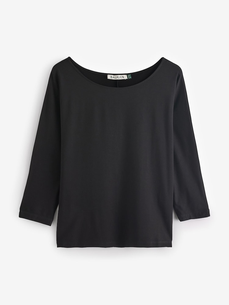 Baukjen Spenser Relaxed Boat Neck Black Top - Image 4 of 4