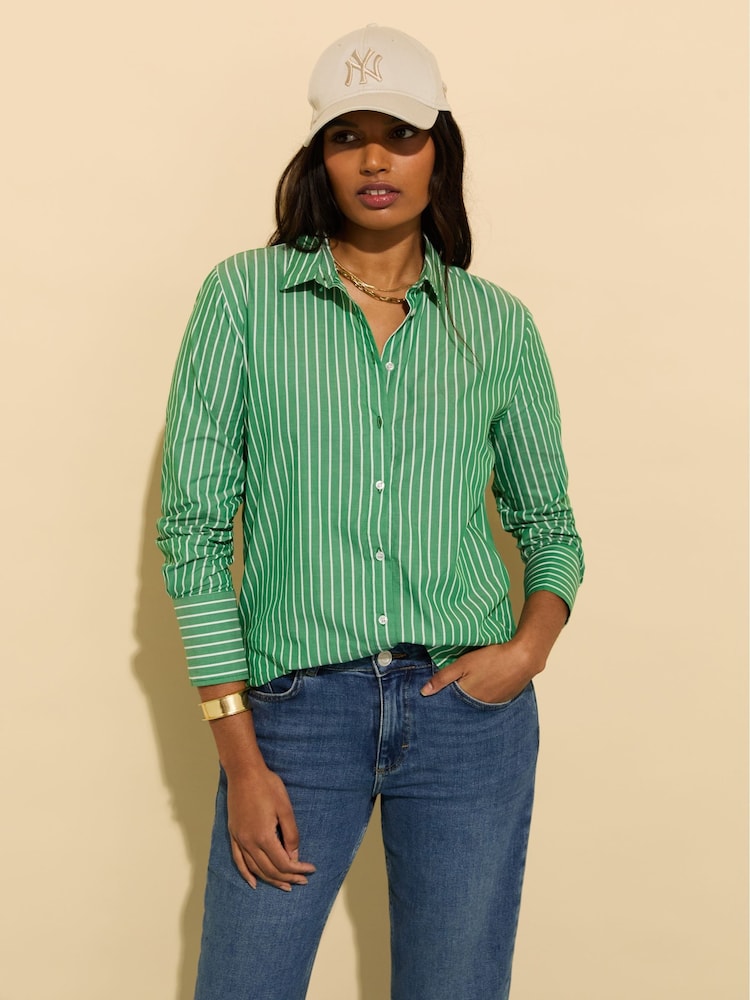 Baukjen Green Rishma 100% Cotton Stripe Shirt - Image 1 of 5