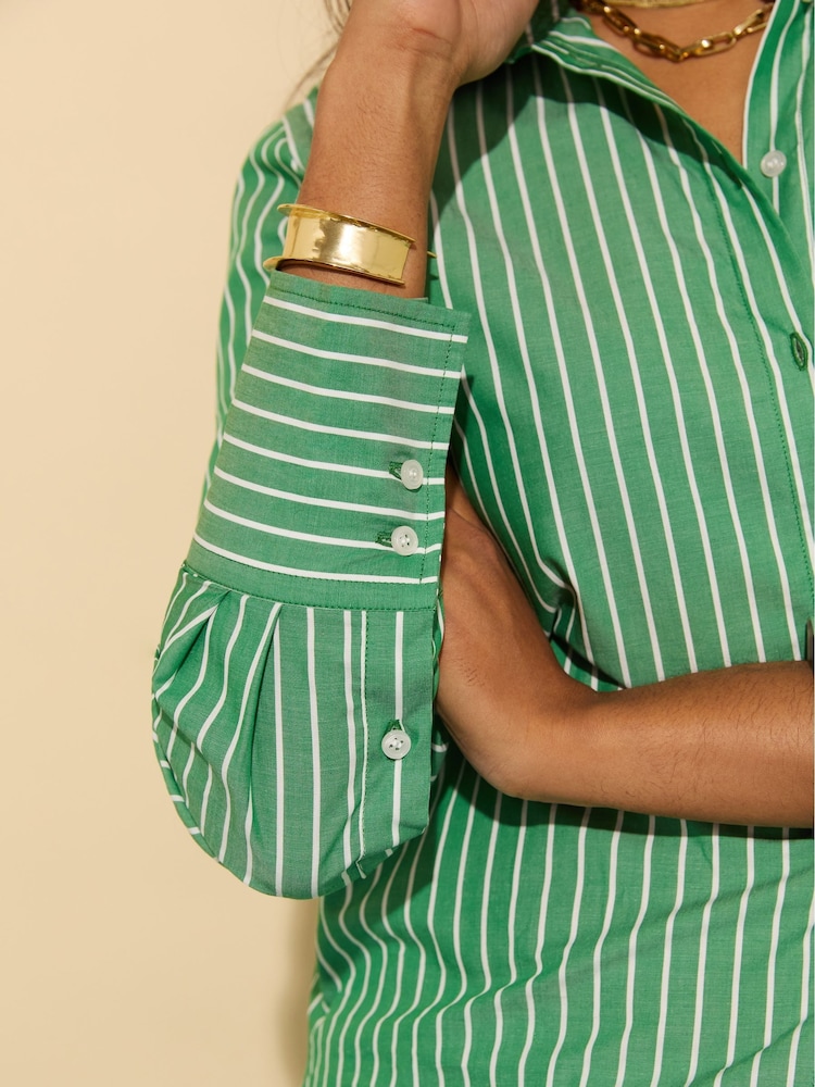 Baukjen Green Rishma 100% Cotton Stripe Shirt - Image 4 of 5