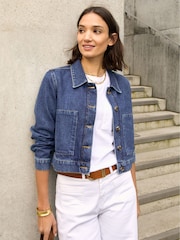 Baukjen Blue Kristi Cotton Cropped Denim Jacket - Image 1 of 5