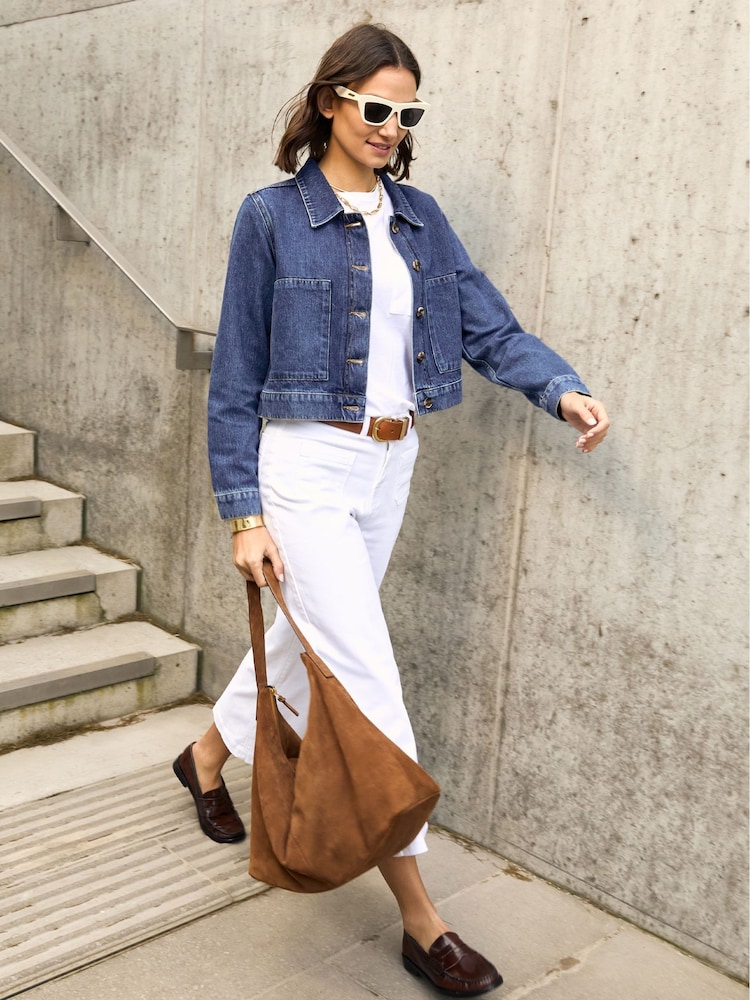 Baukjen Blue Kristi Cotton Cropped Denim Jacket - Image 2 of 5