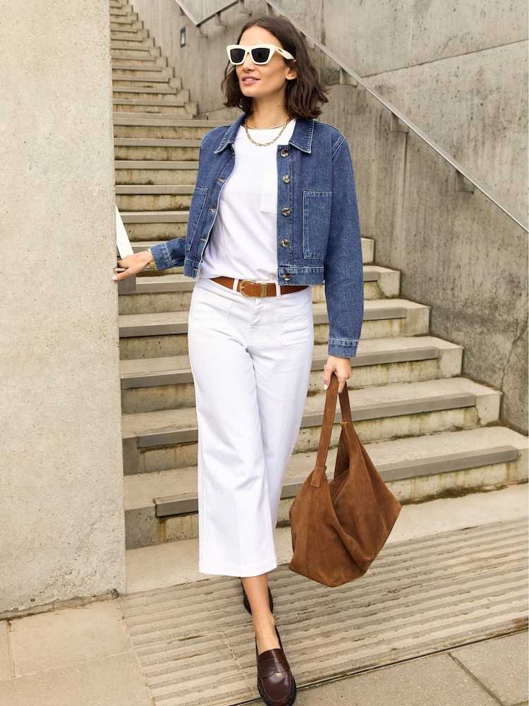 Baukjen Blue Kristi Cotton Cropped Denim Jacket - Image 4 of 5