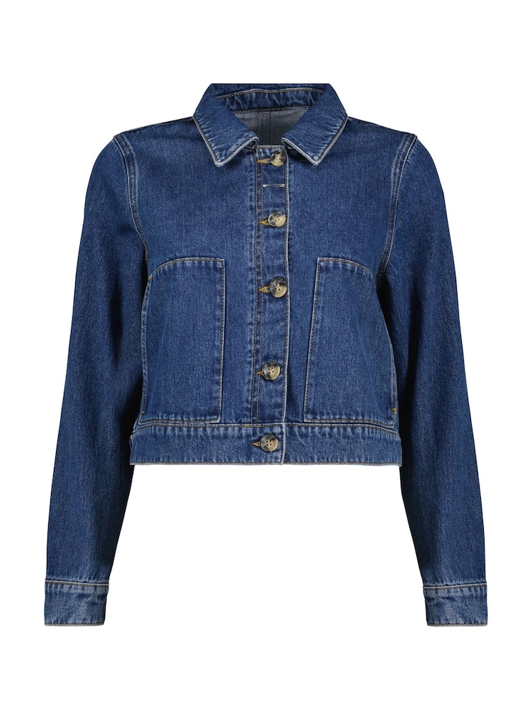 Baukjen Blue Kristi Cotton Cropped Denim Jacket - Image 5 of 5