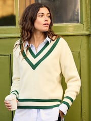 Baukjen Cream Kertinker Wool Blend Cricket Jumper - Image 1 of 4